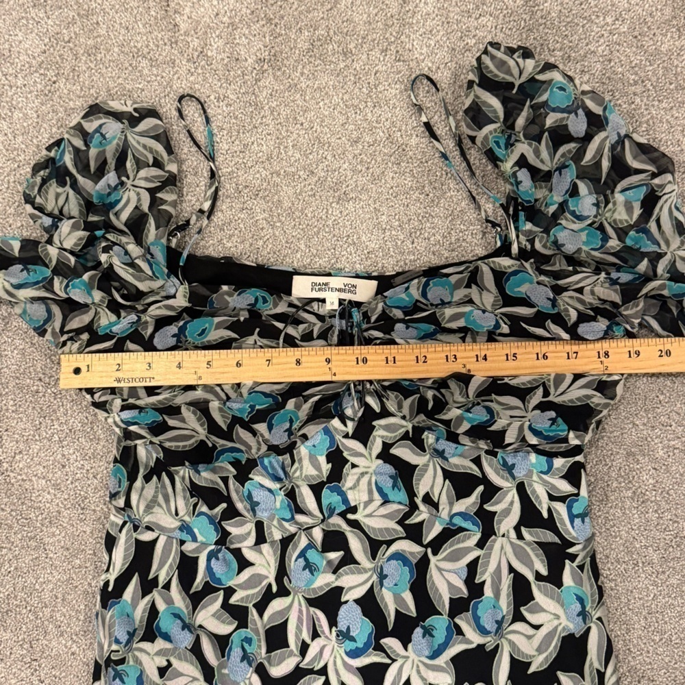 DVF Diane Von Furstenberg Josephina Eden Silk Off The Shoulder Mini Dress 14 - Picture 12 of 15